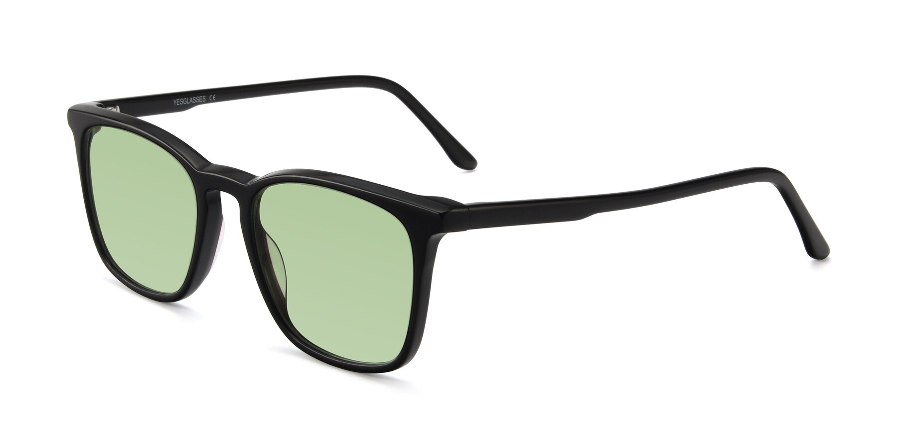 Angle of Vigor in Black with Medium Green Tinted Lenses