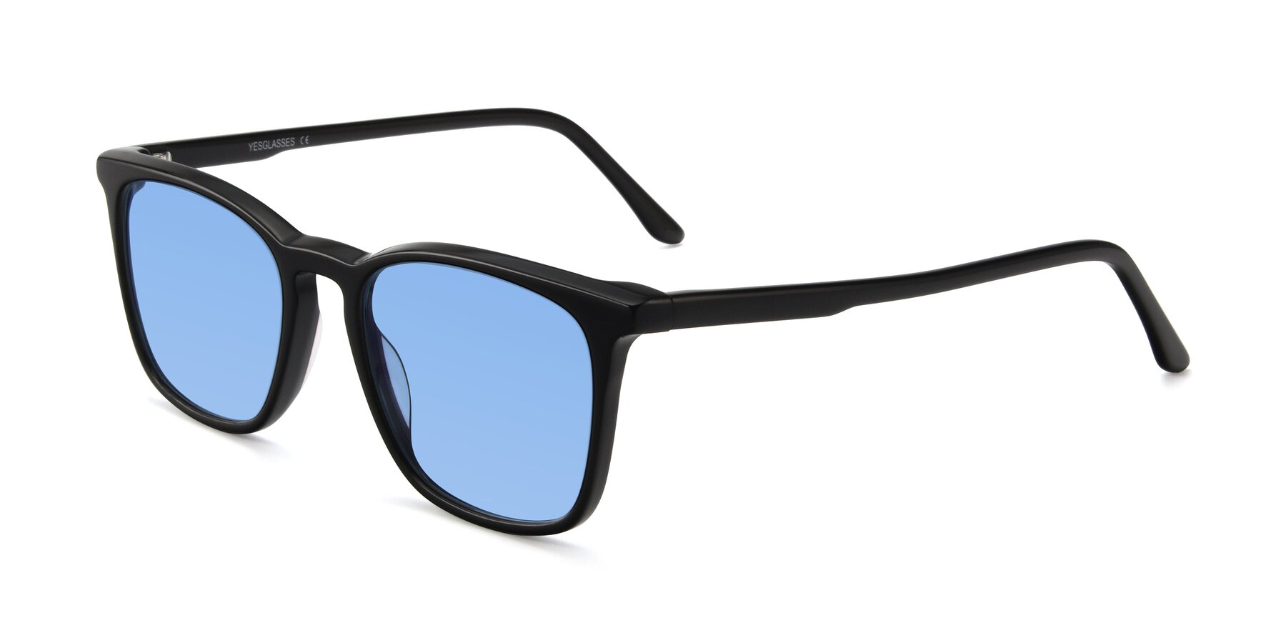 Angle of Vigor in Black with Medium Blue Tinted Lenses
