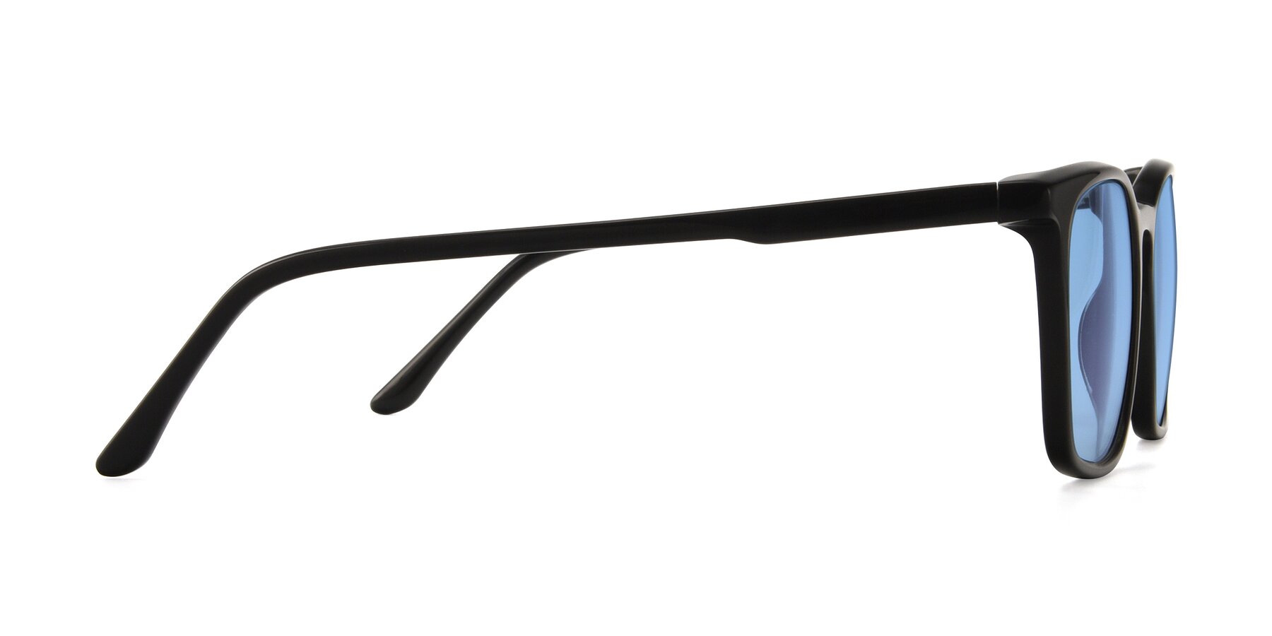 Side of Vigor in Black with Medium Blue Tinted Lenses