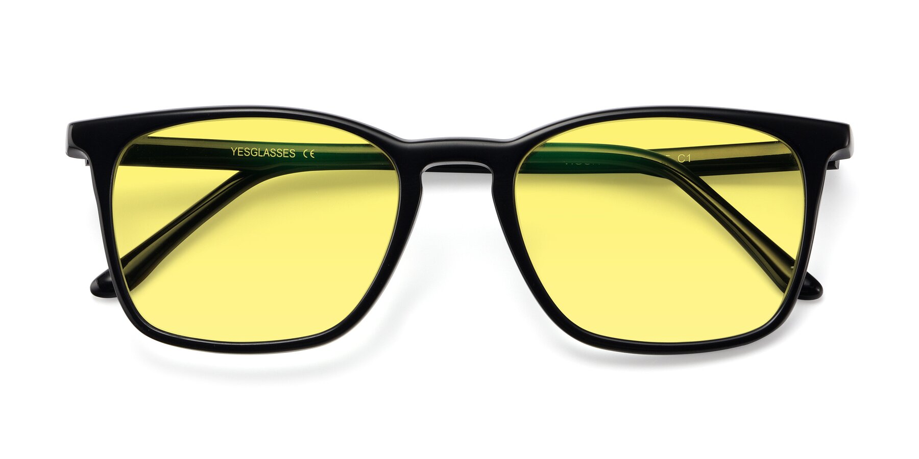 Folded Front of Vigor in Black with Medium Yellow Tinted Lenses