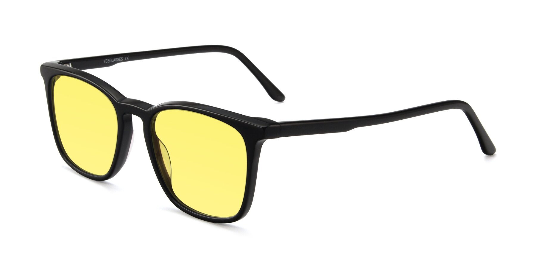 Angle of Vigor in Black with Medium Yellow Tinted Lenses