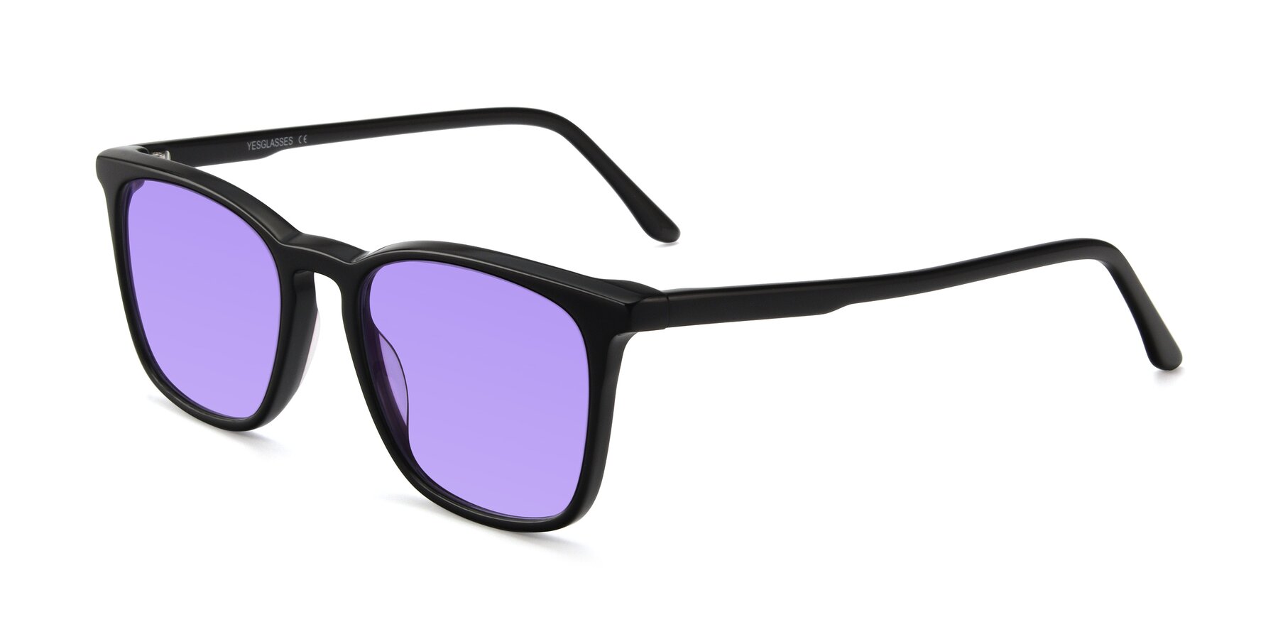 Angle of Vigor in Black with Medium Purple Tinted Lenses