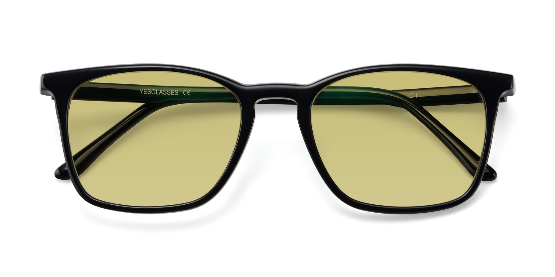 Folded Front of Vigor in Black with Medium Champagne Tinted Lenses