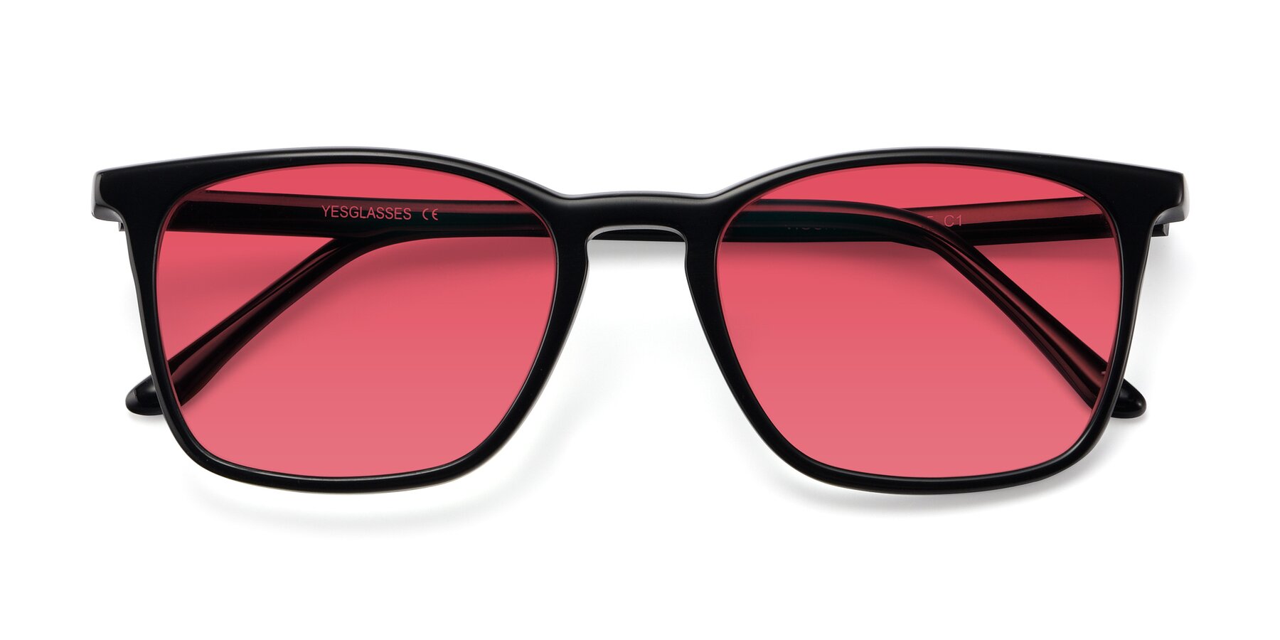 Folded Front of Vigor in Black with Red Tinted Lenses