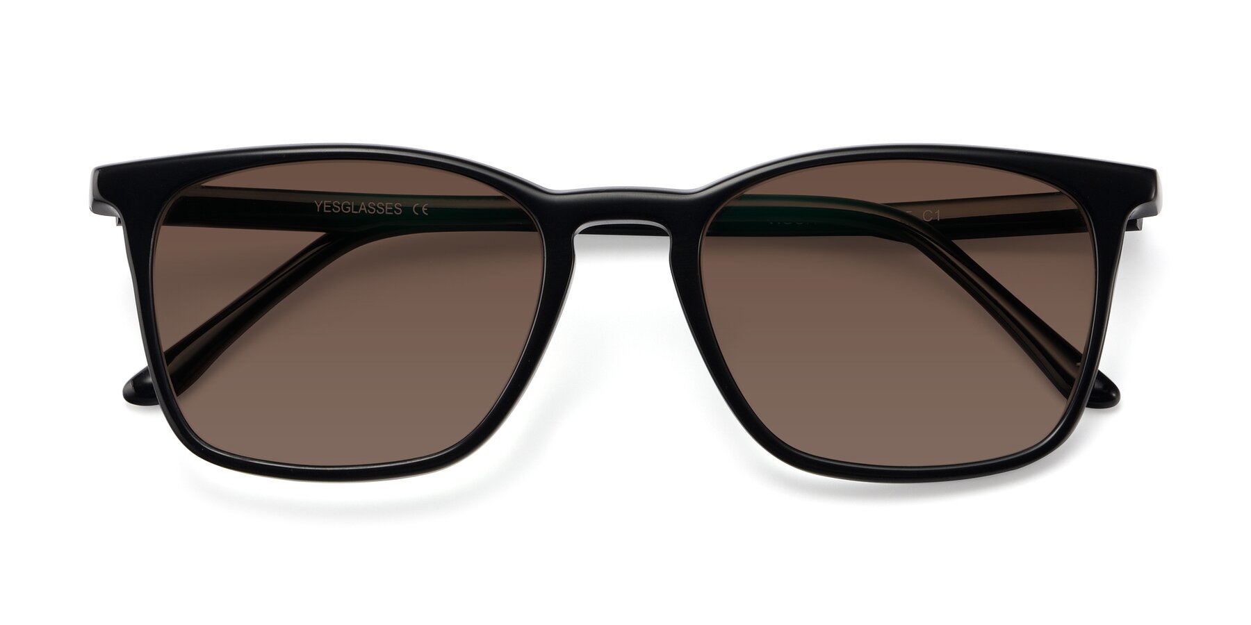 Folded Front of Vigor in Black with Brown Tinted Lenses