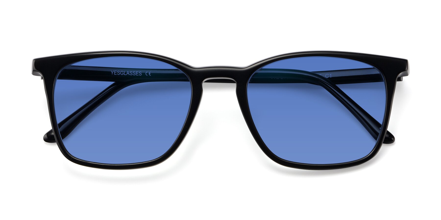 Folded Front of Vigor in Black with Blue Tinted Lenses