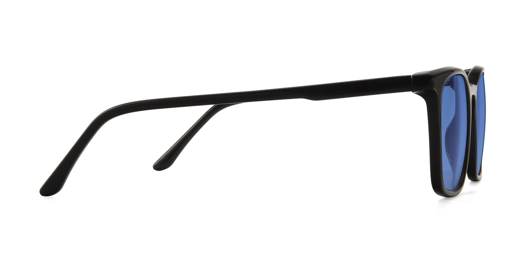 Side of Vigor in Black with Blue Tinted Lenses