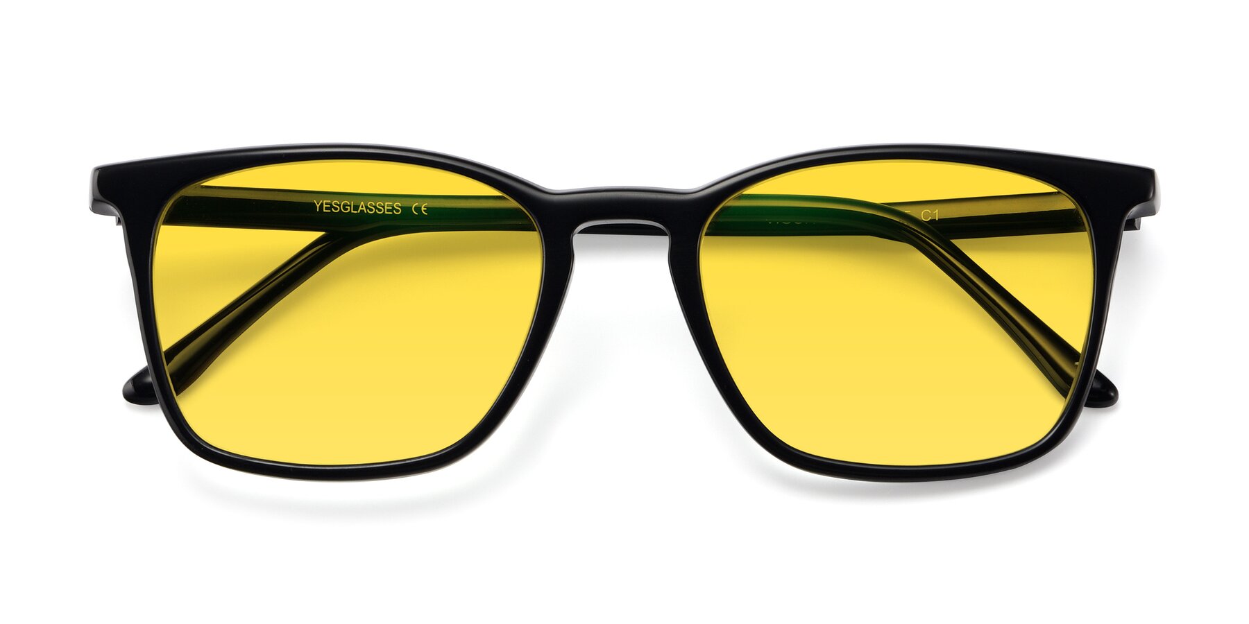 Folded Front of Vigor in Black with Yellow Tinted Lenses