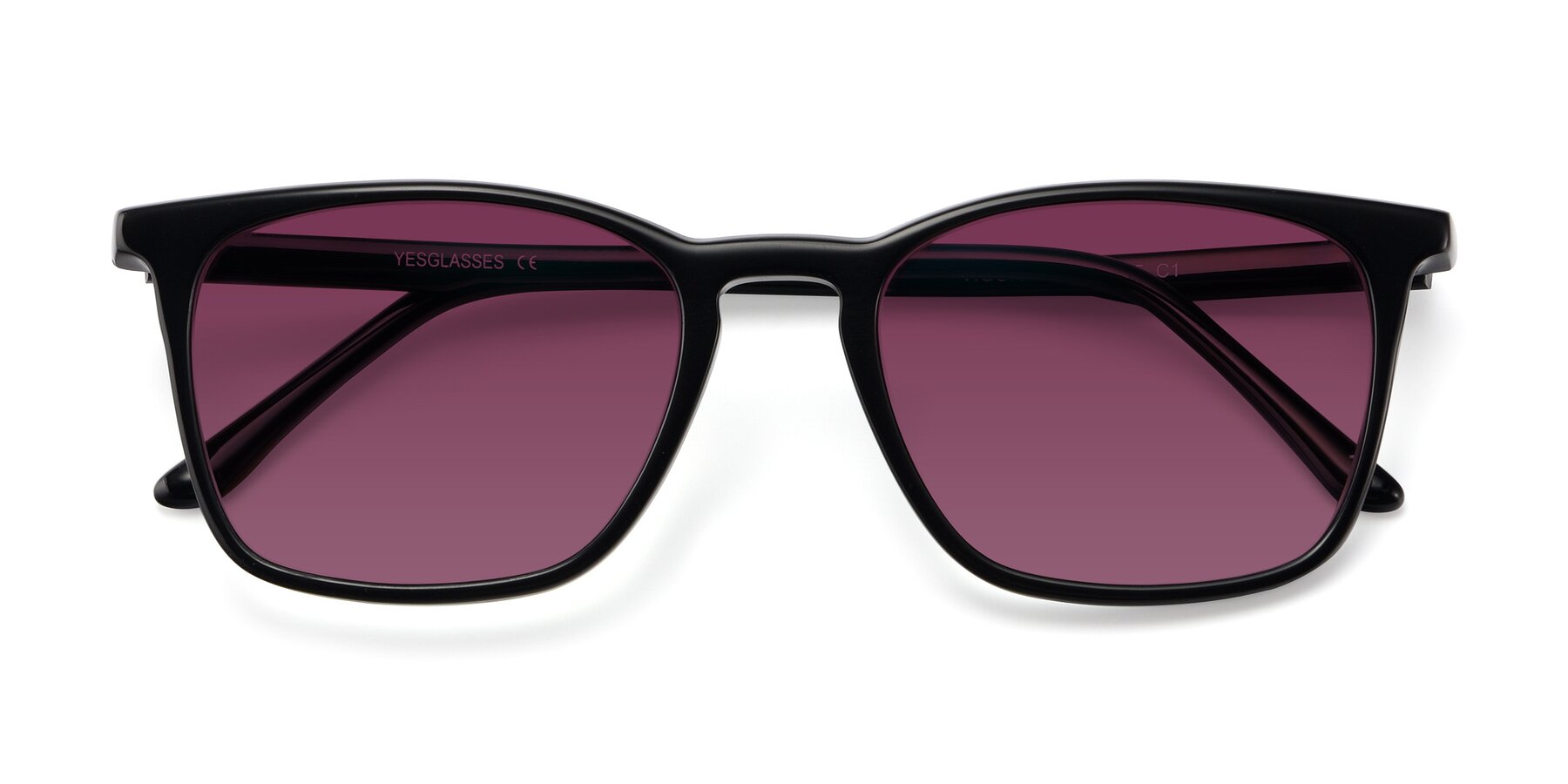 Folded Front of Vigor in Black with Wine Tinted Lenses