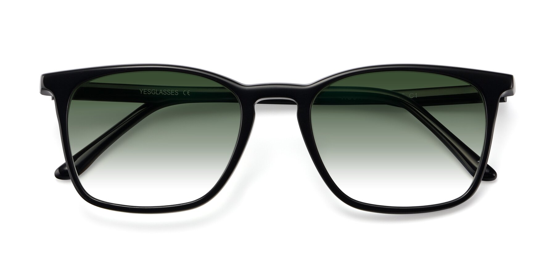 Folded Front of Vigor in Black with Green Gradient Lenses