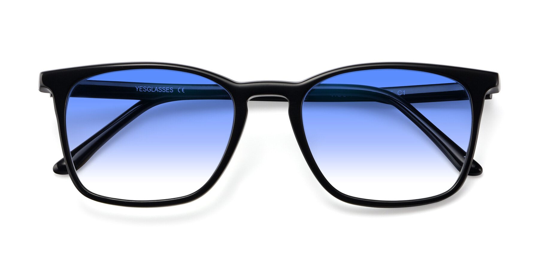 Folded Front of Vigor in Black with Blue Gradient Lenses