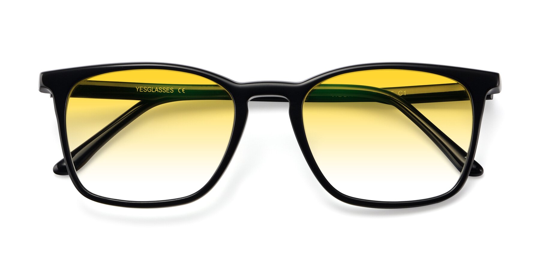 Folded Front of Vigor in Black with Yellow Gradient Lenses