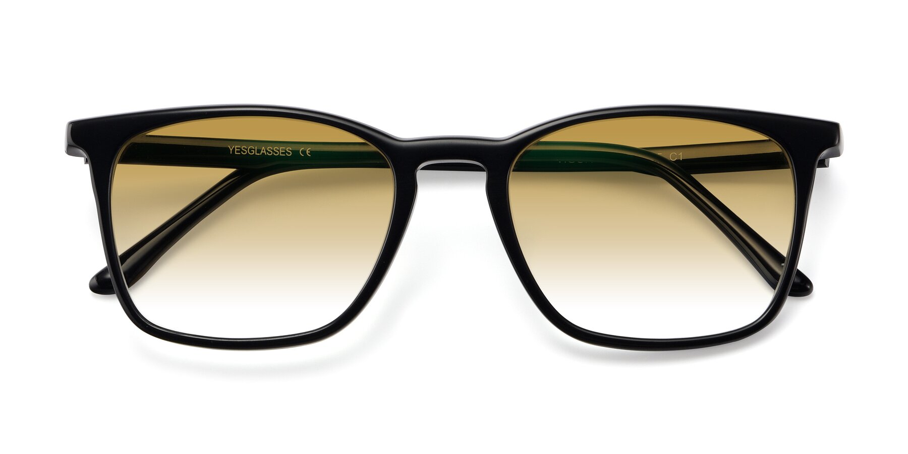 Folded Front of Vigor in Black with Champagne Gradient Lenses