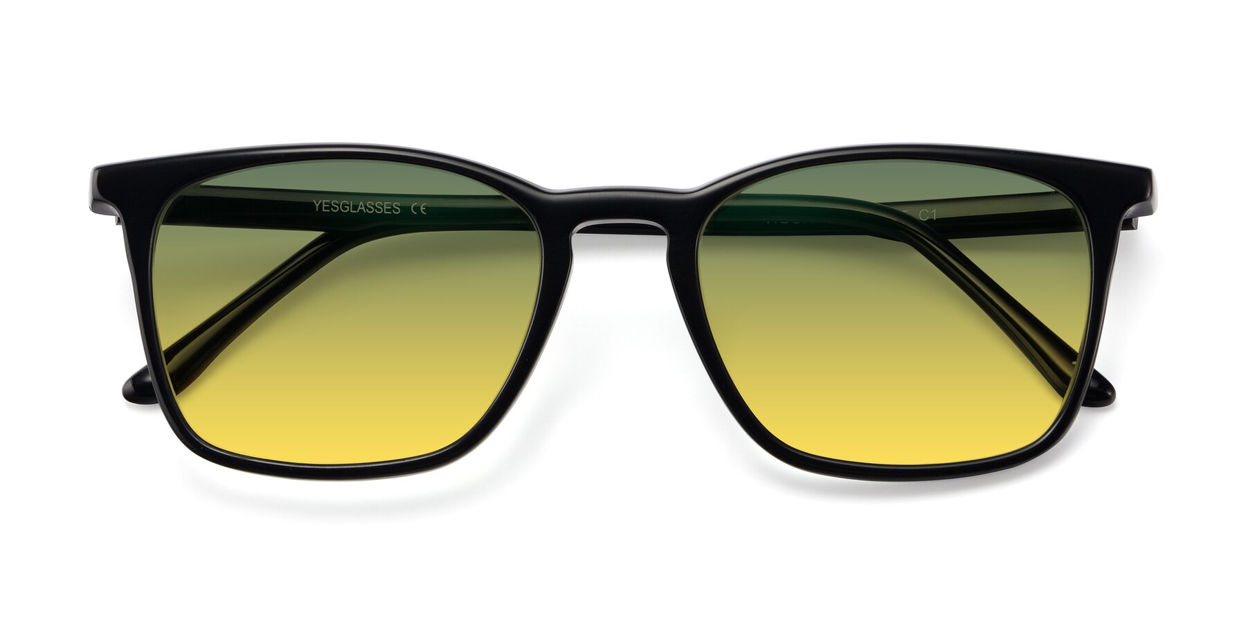 Folded Front of Vigor in Black with Green / Yellow Gradient Lenses