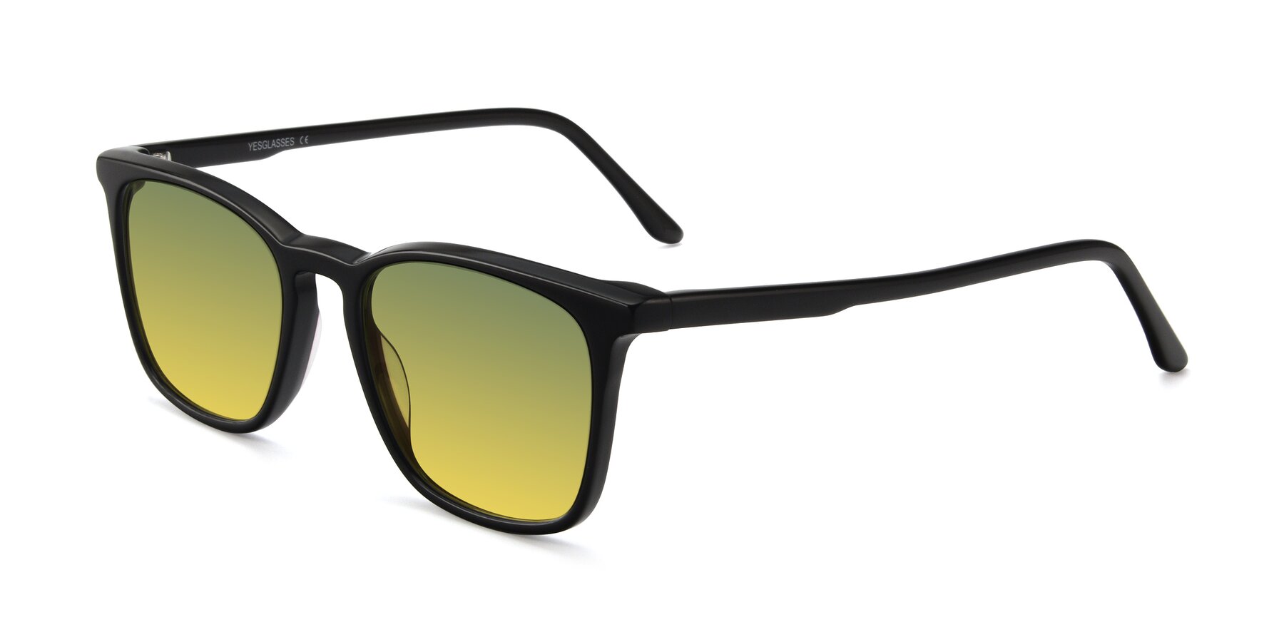 Angle of Vigor in Black with Green / Yellow Gradient Lenses