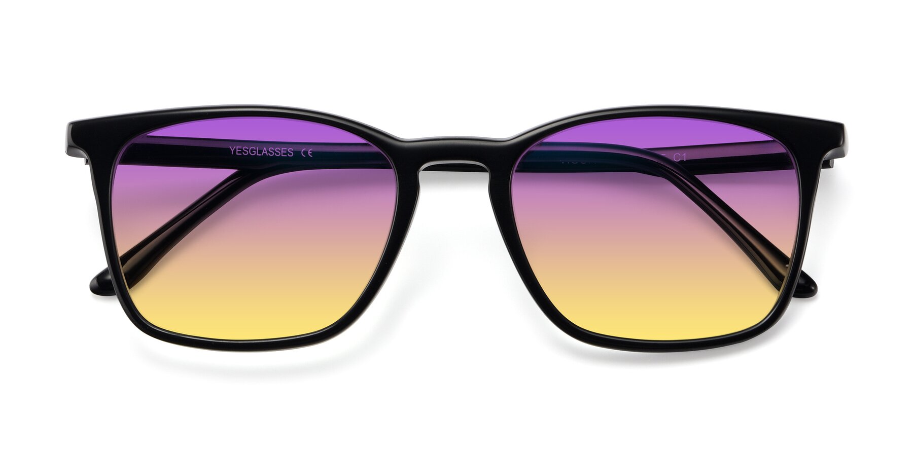 Folded Front of Vigor in Black with Purple / Yellow Gradient Lenses
