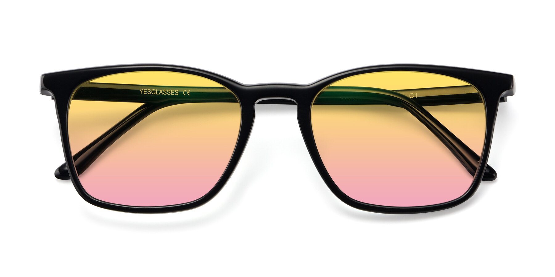 Folded Front of Vigor in Black with Yellow / Pink Gradient Lenses