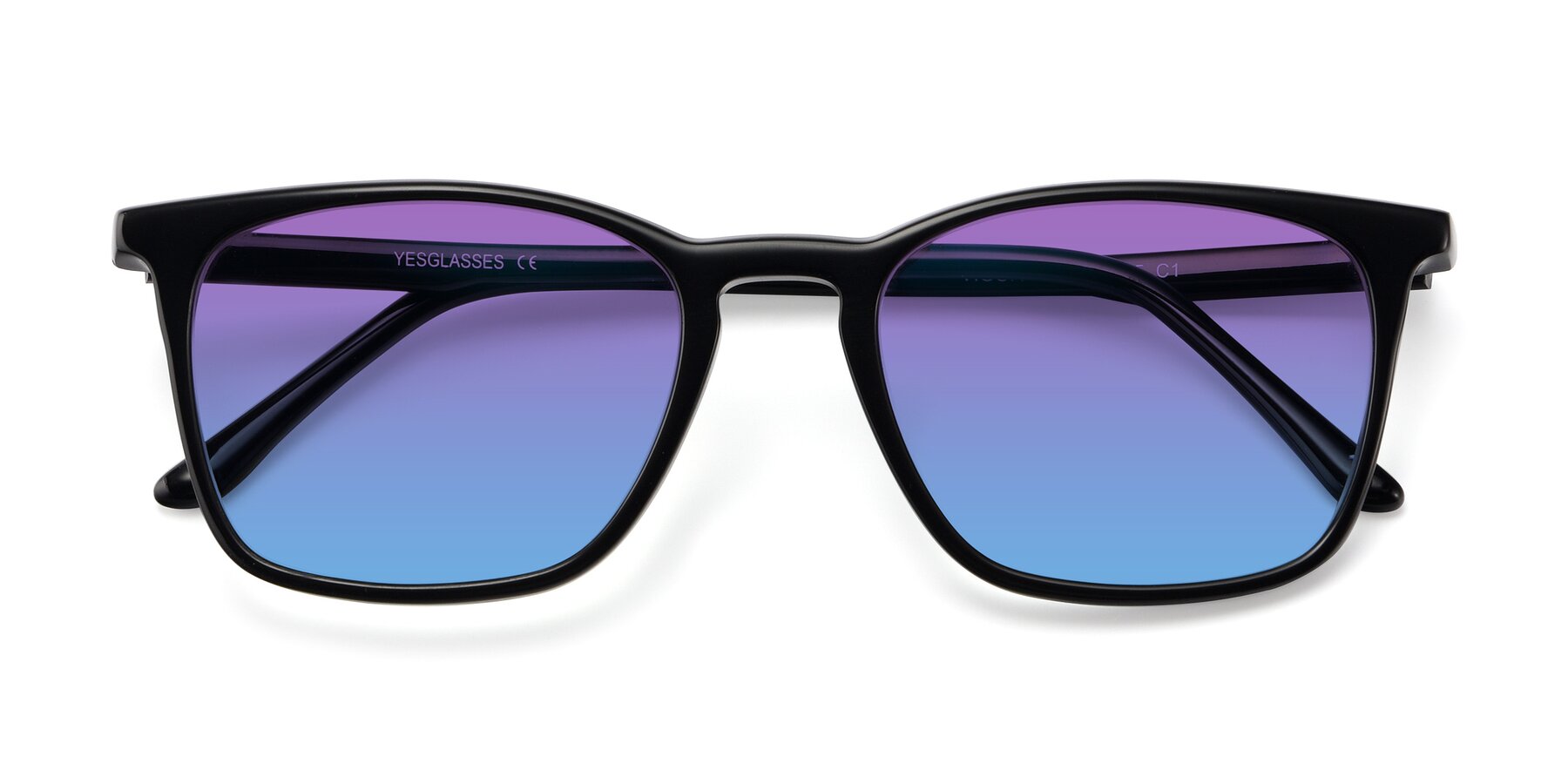 Folded Front of Vigor in Black with Purple / Blue Gradient Lenses