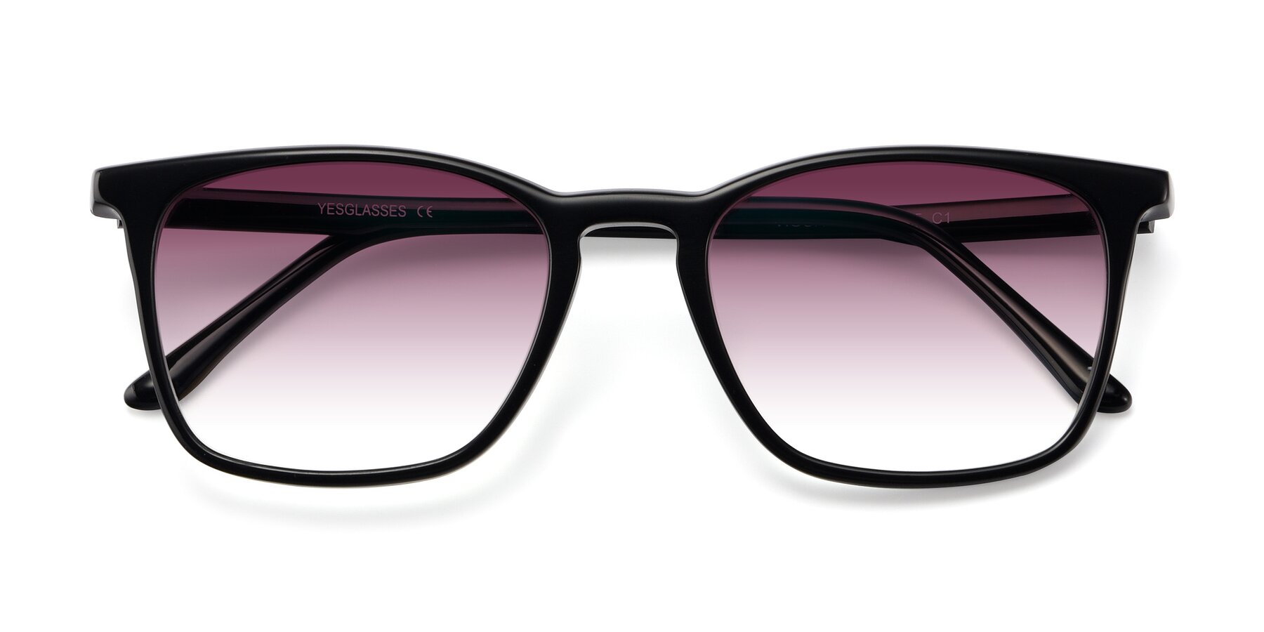 Folded Front of Vigor in Black with Wine Gradient Lenses