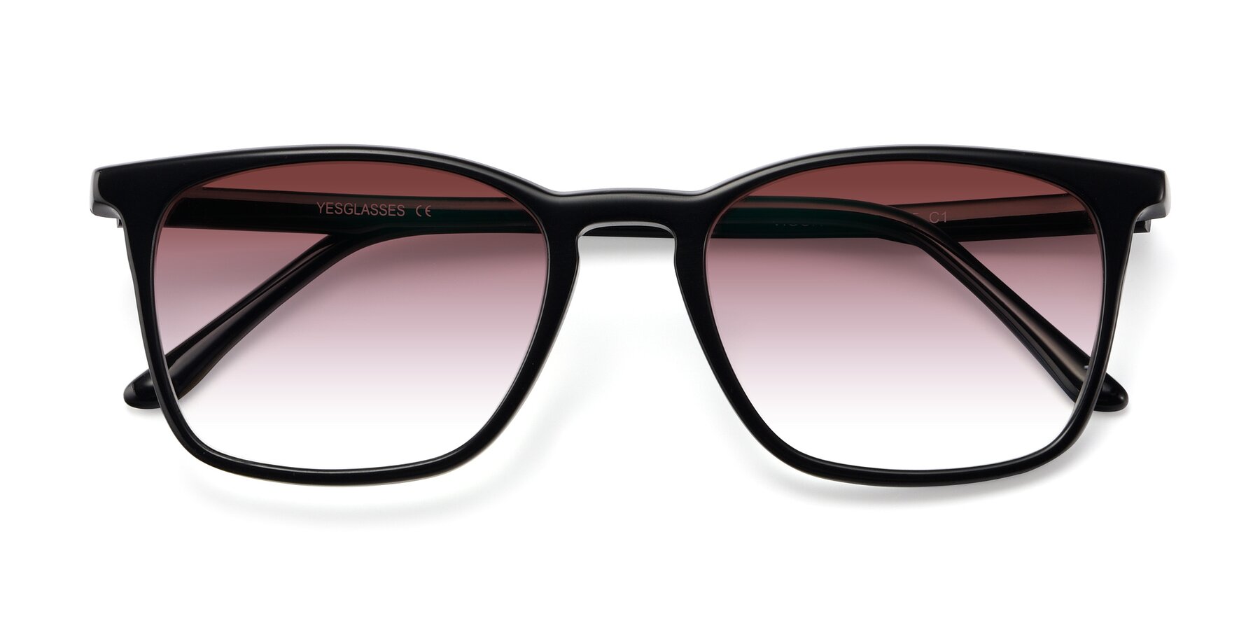 Folded Front of Vigor in Black with Garnet Gradient Lenses