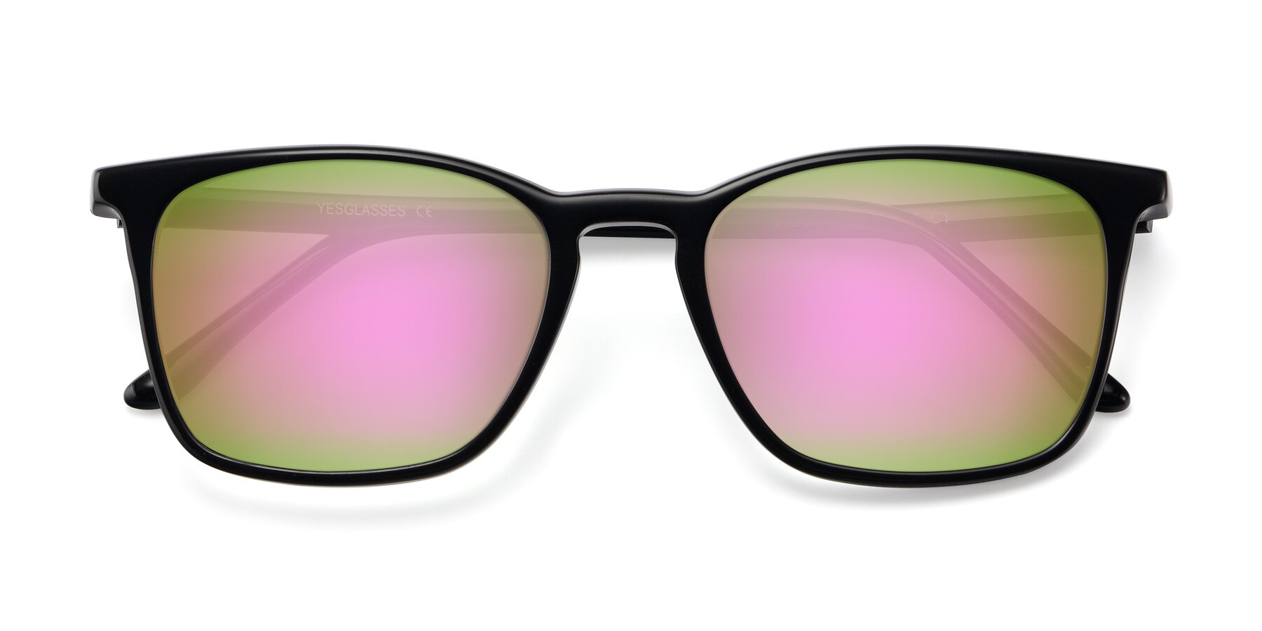 Folded Front of Vigor in Black with Pink Mirrored Lenses