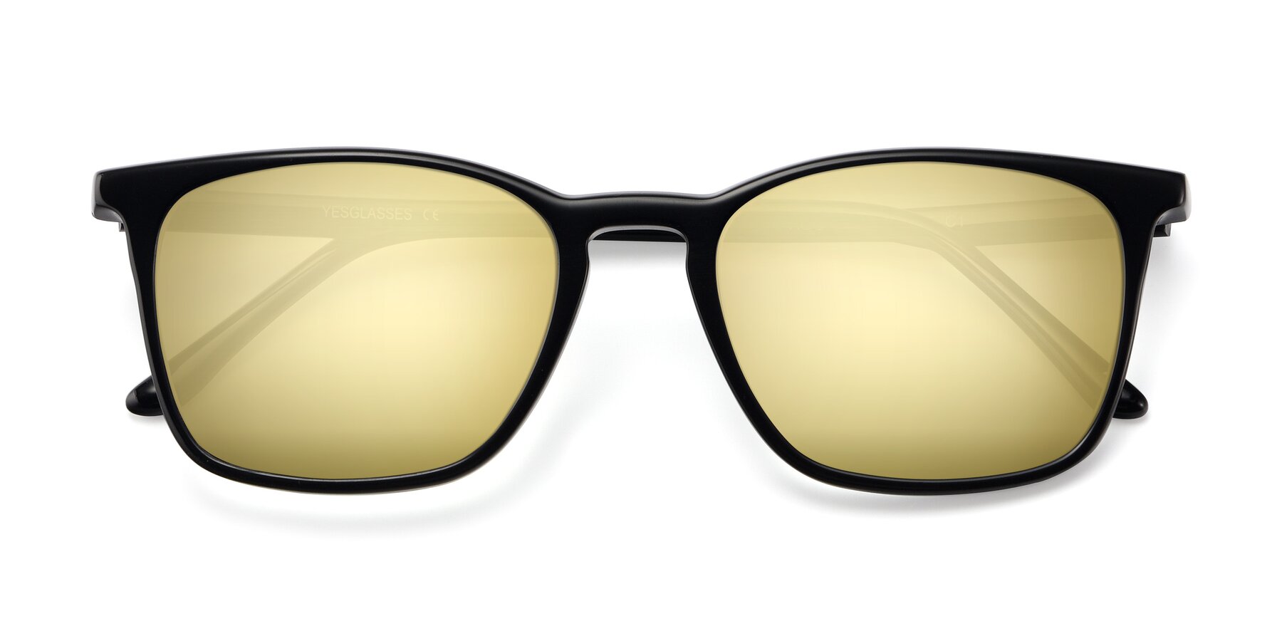 Folded Front of Vigor in Black with Gold Mirrored Lenses
