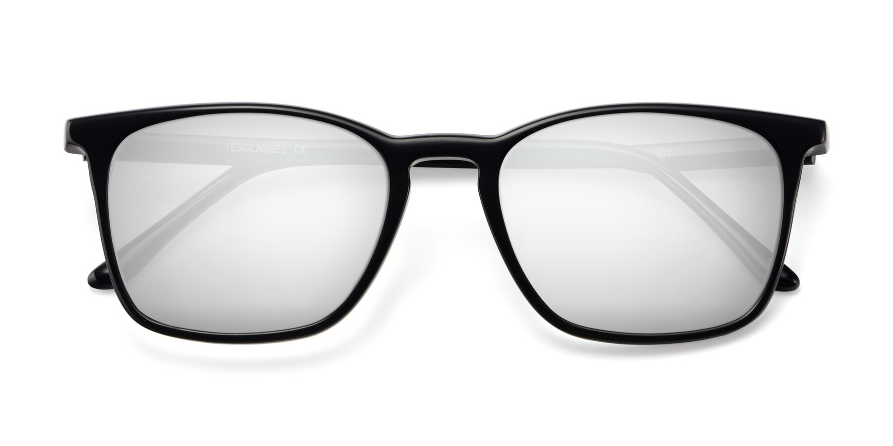 Folded Front of Vigor in Black with Silver Mirrored Lenses