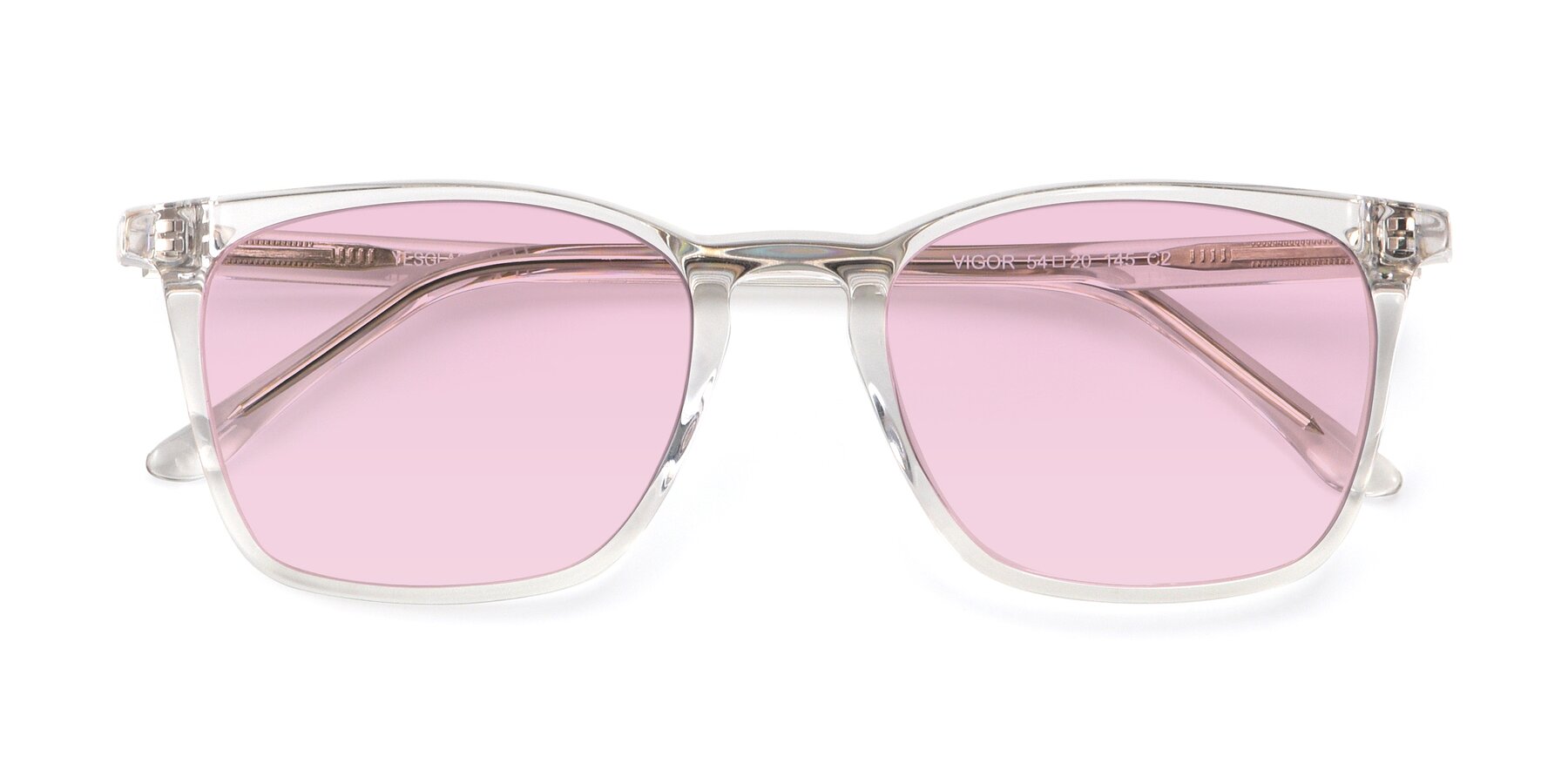 Folded Front of Vigor in Clear with Light Pink Tinted Lenses