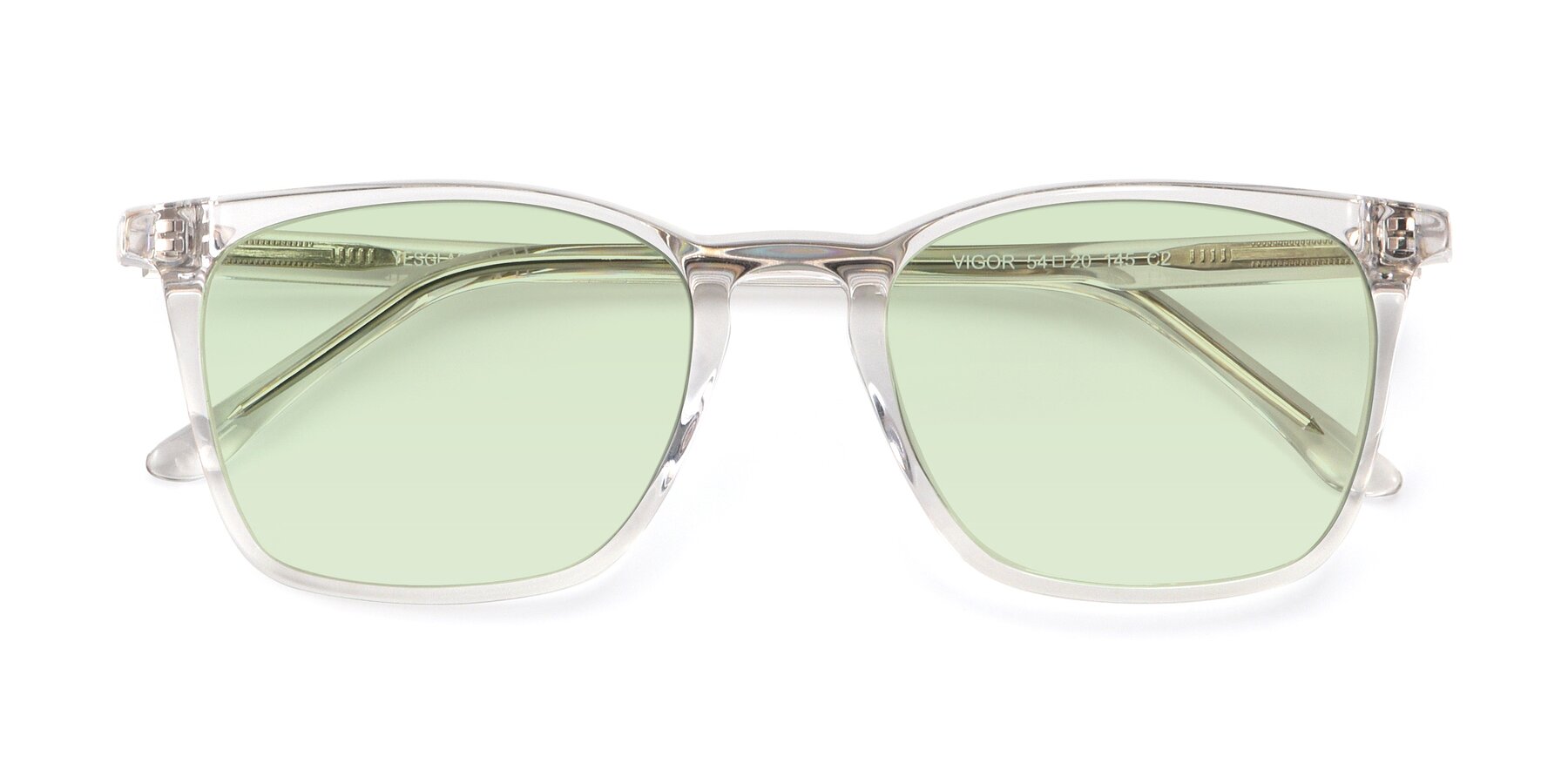 Folded Front of Vigor in Clear with Light Green Tinted Lenses