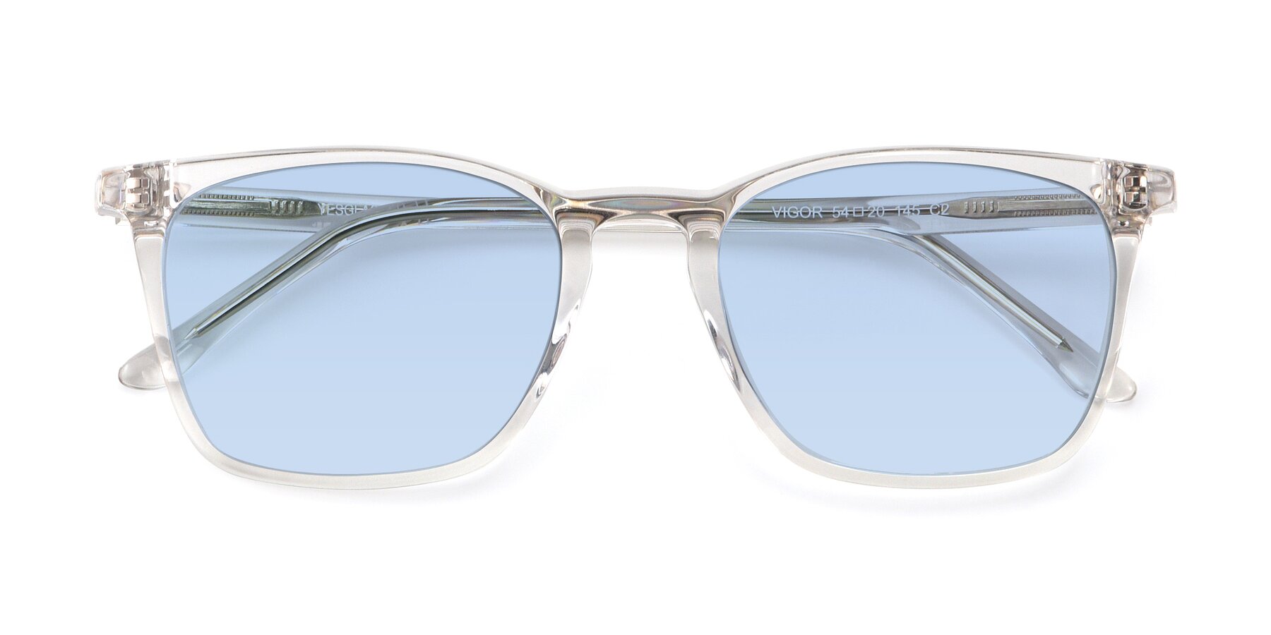 Folded Front of Vigor in Clear with Light Blue Tinted Lenses