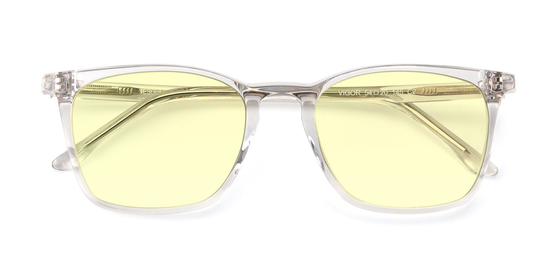 Folded Front of Vigor in Clear with Light Yellow Tinted Lenses