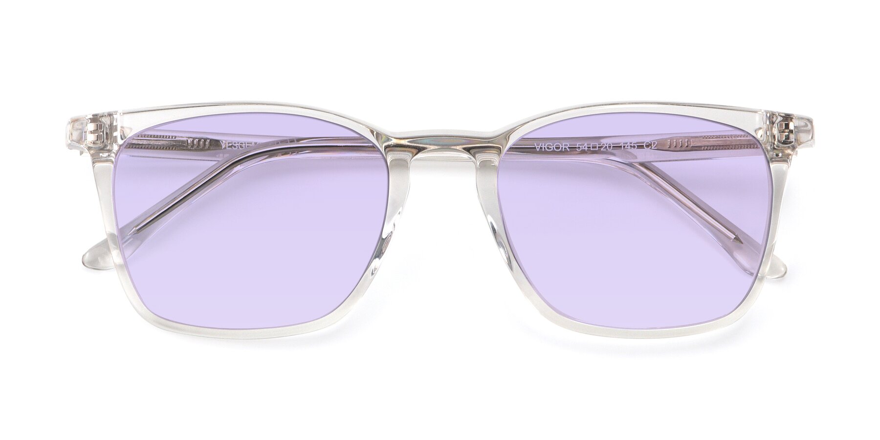 Folded Front of Vigor in Clear with Light Purple Tinted Lenses