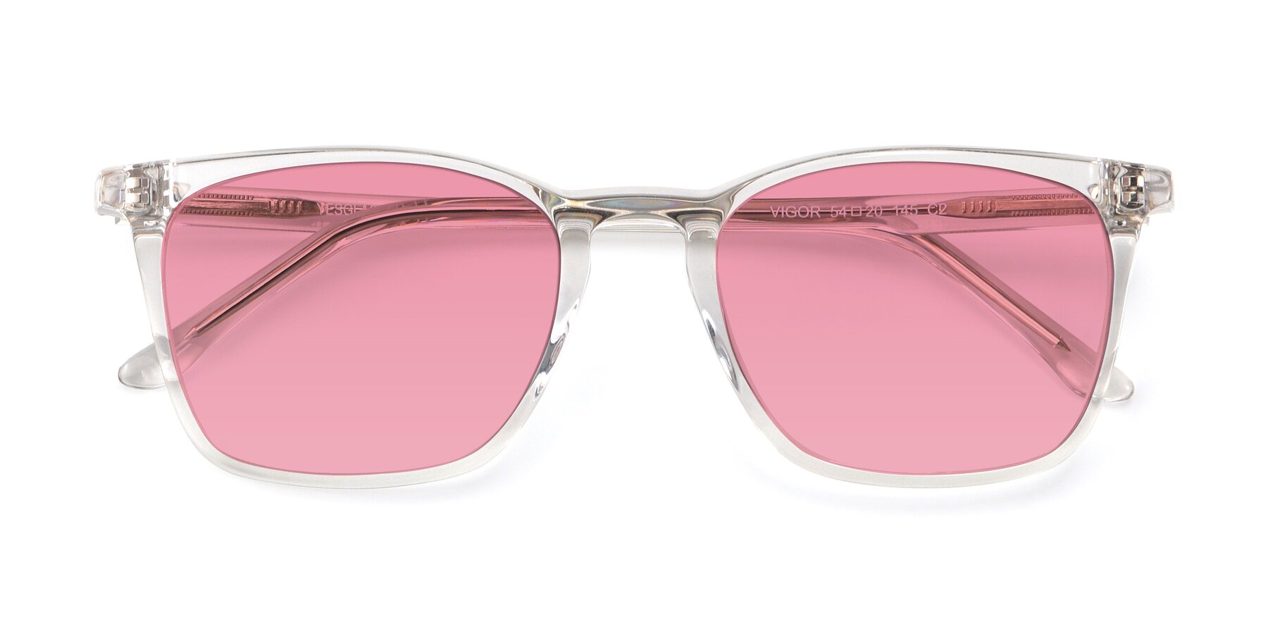 Folded Front of Vigor in Clear with Pink Tinted Lenses