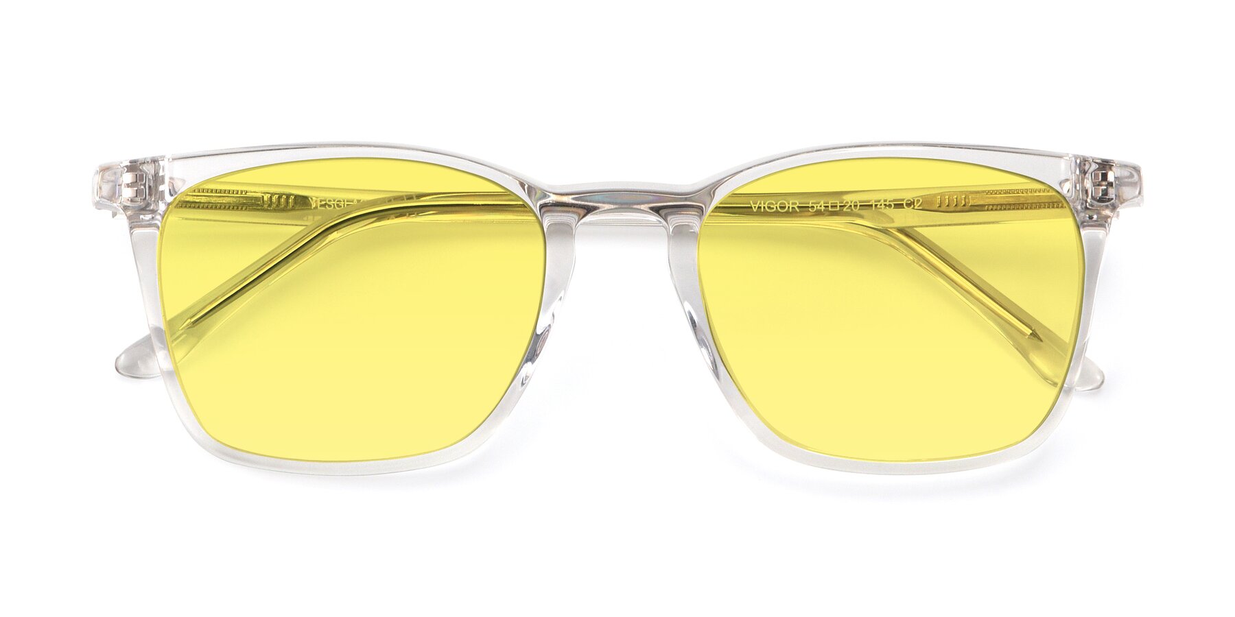 Folded Front of Vigor in Clear with Medium Yellow Tinted Lenses