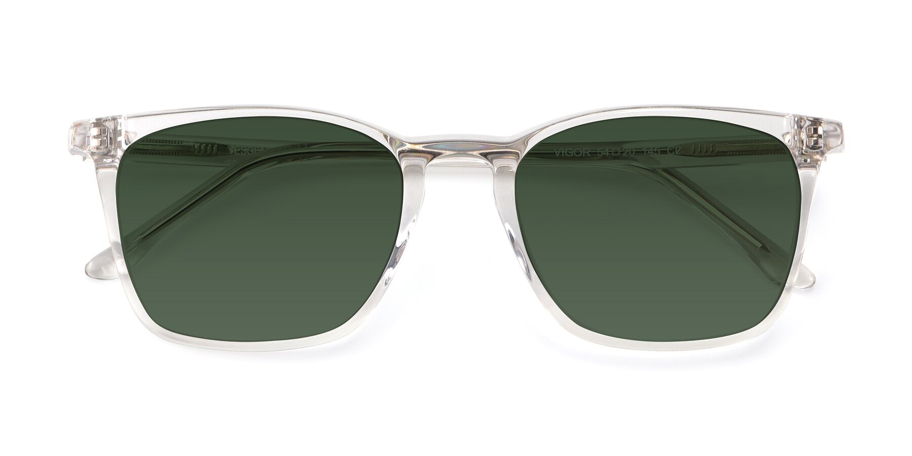 Folded Front of Vigor in Clear with Green Tinted Lenses