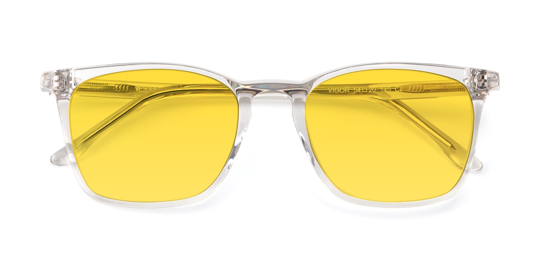 Folded Front of Vigor in Clear with Yellow Tinted Lenses