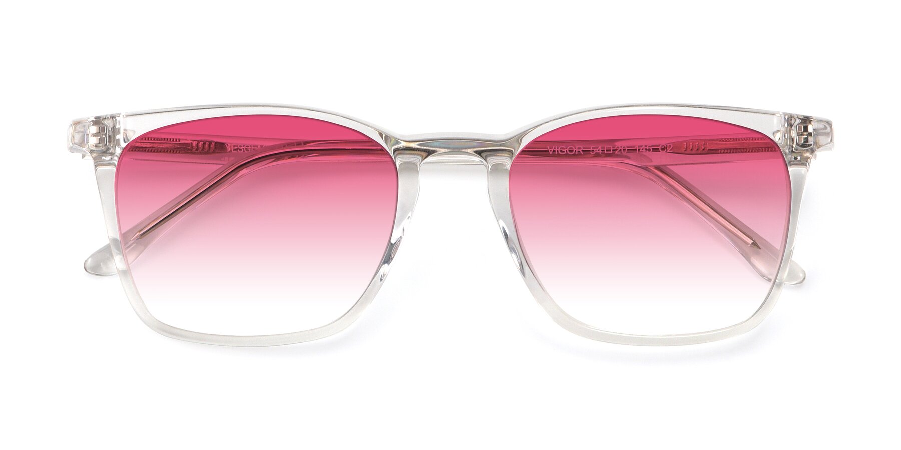 Folded Front of Vigor in Clear with Pink Gradient Lenses