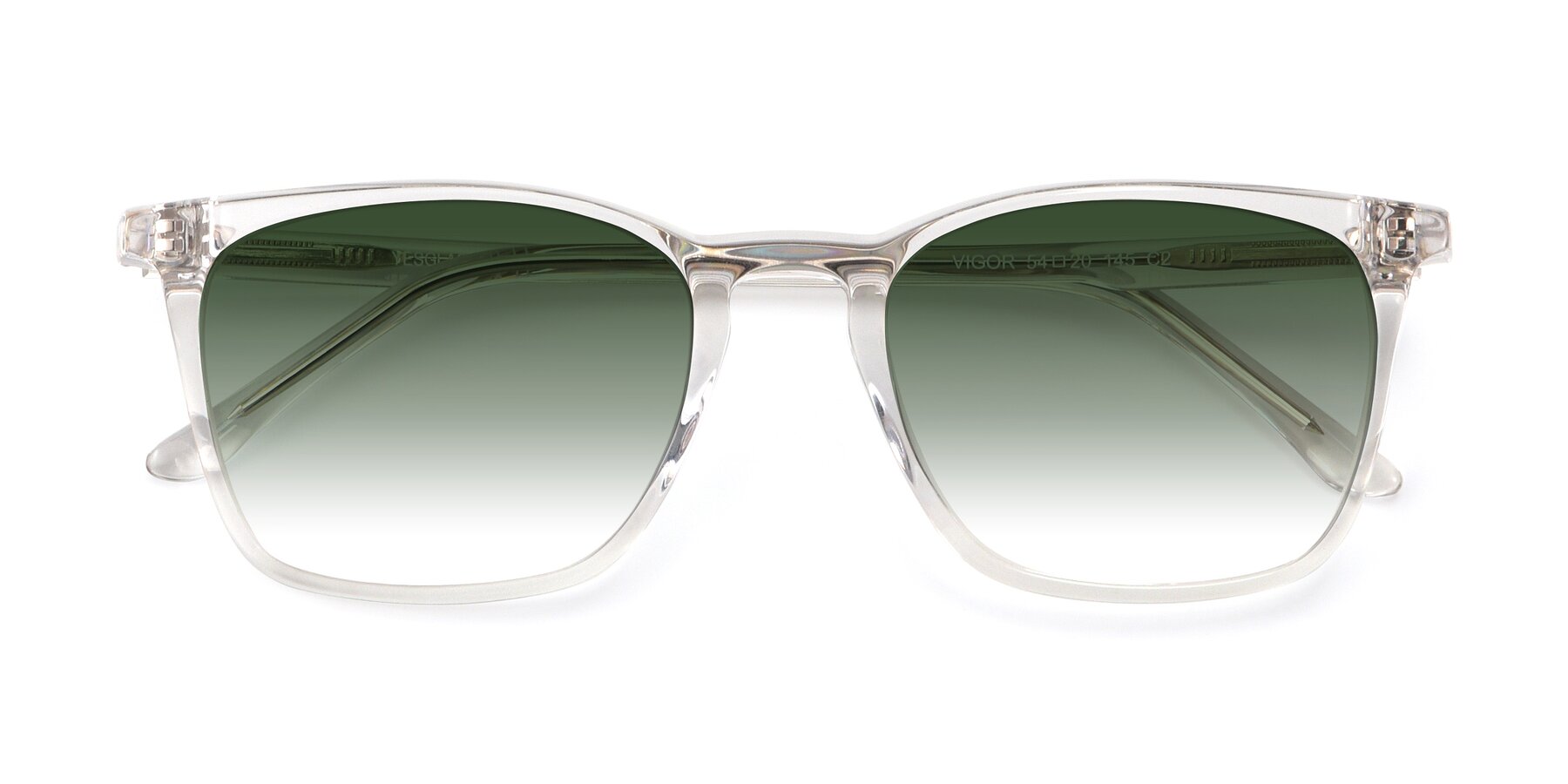 Folded Front of Vigor in Clear with Green Gradient Lenses