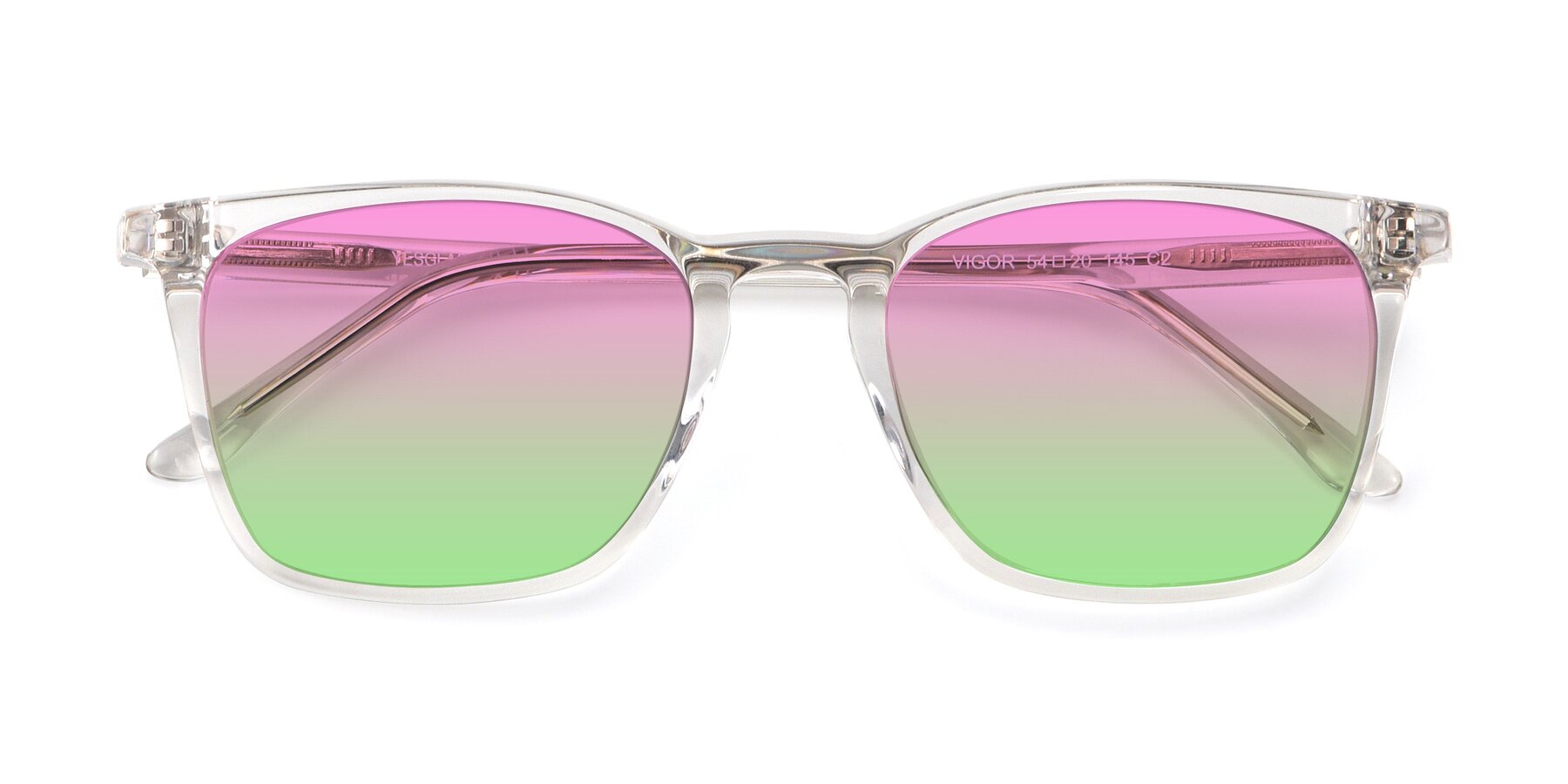Folded Front of Vigor in Clear with Pink / Green Gradient Lenses