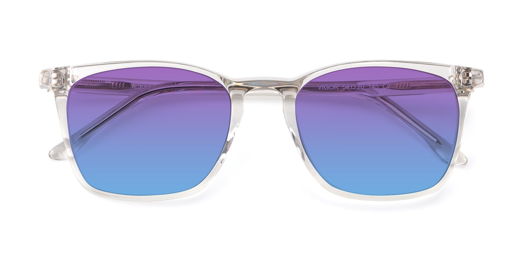 Folded Front of Vigor in Clear with Purple / Blue Gradient Lenses
