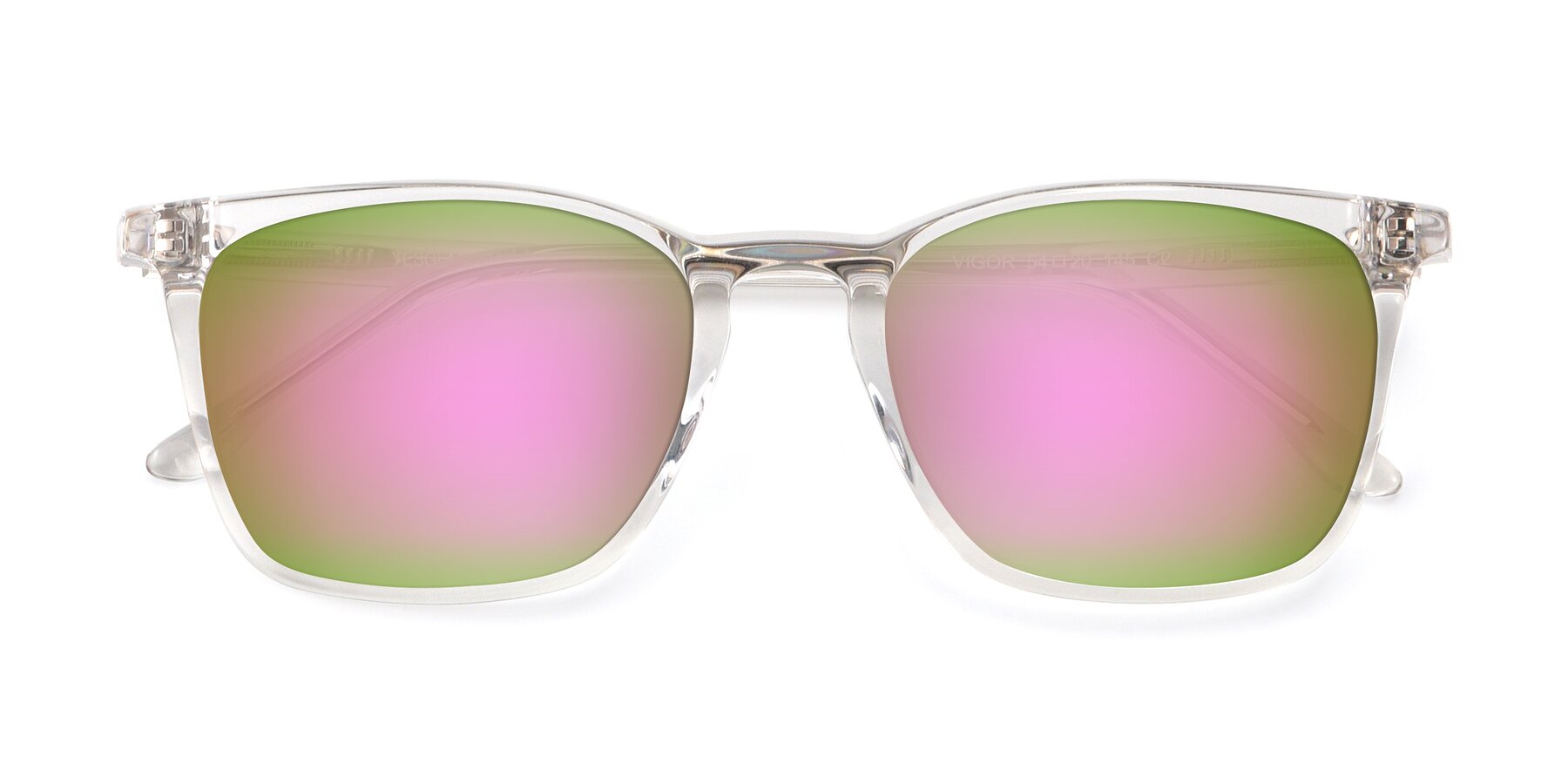 Folded Front of Vigor in Clear with Pink Mirrored Lenses