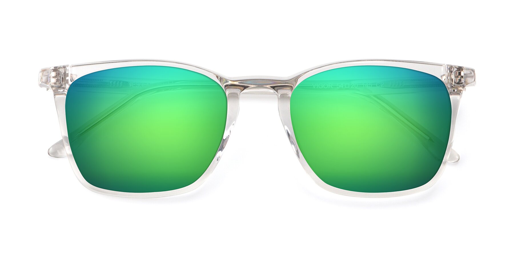 Folded Front of Vigor in Clear with Green Mirrored Lenses