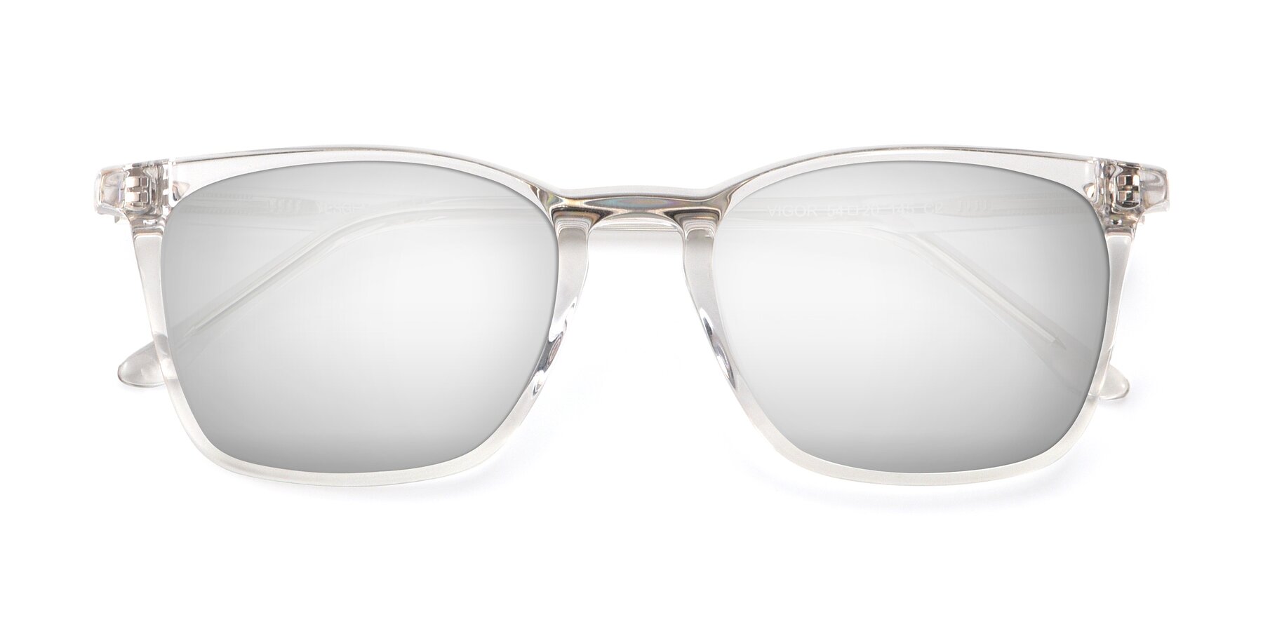 Folded Front of Vigor in Clear with Silver Mirrored Lenses