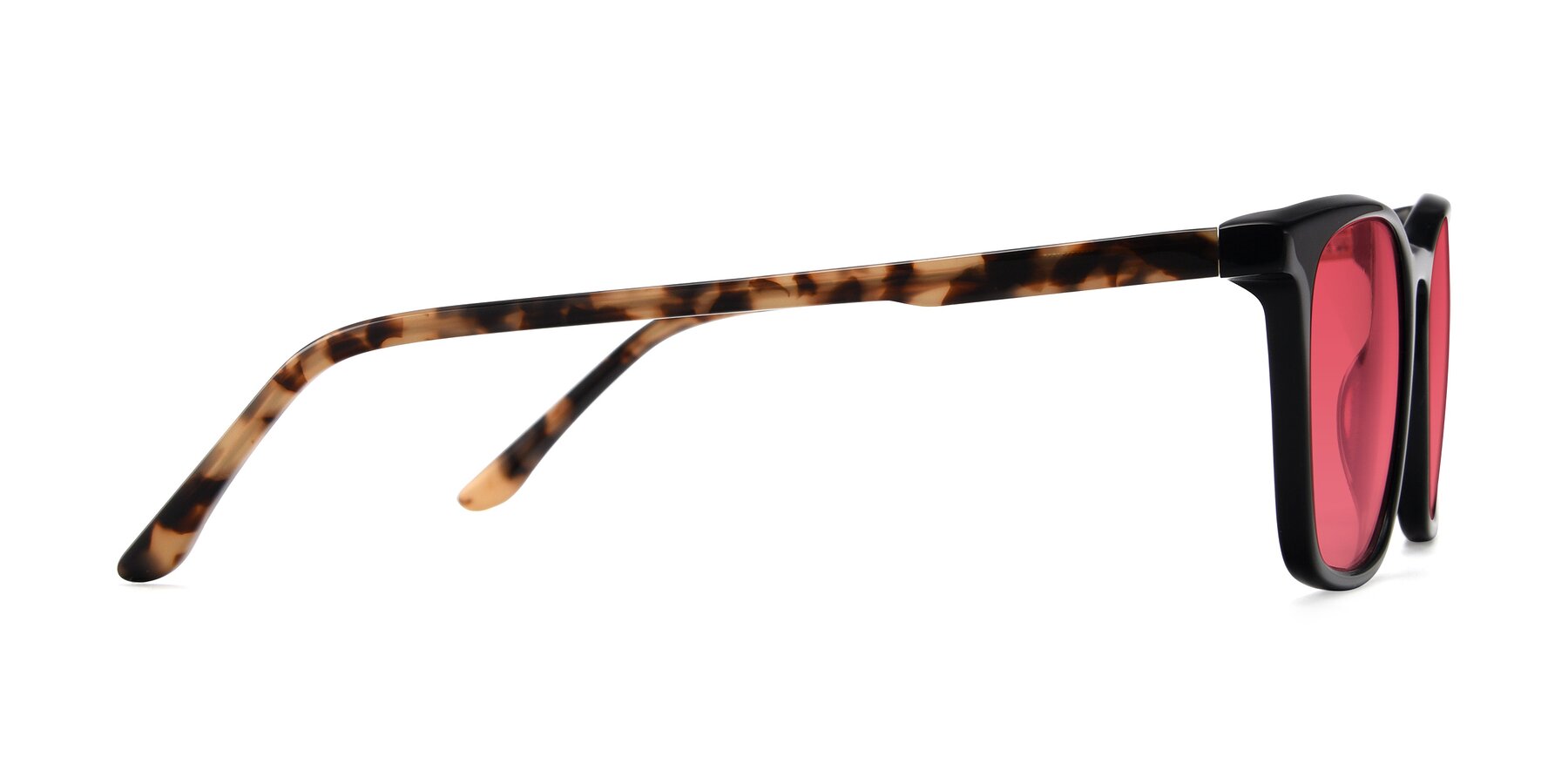 Side of Vigor in Black-Tortoise with Red Tinted Lenses