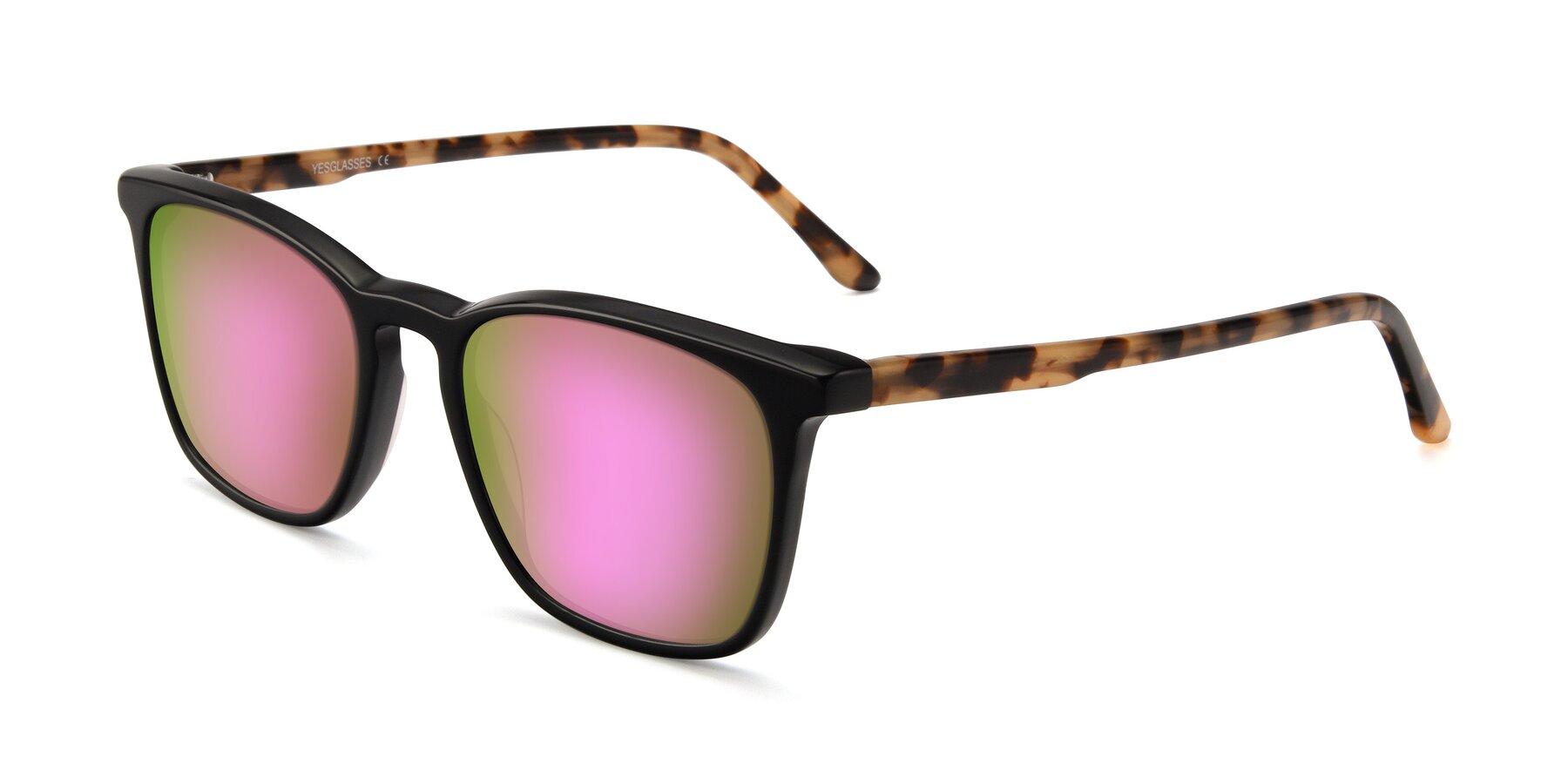 Angle of Vigor in Black-Tortoise with Pink Mirrored Lenses