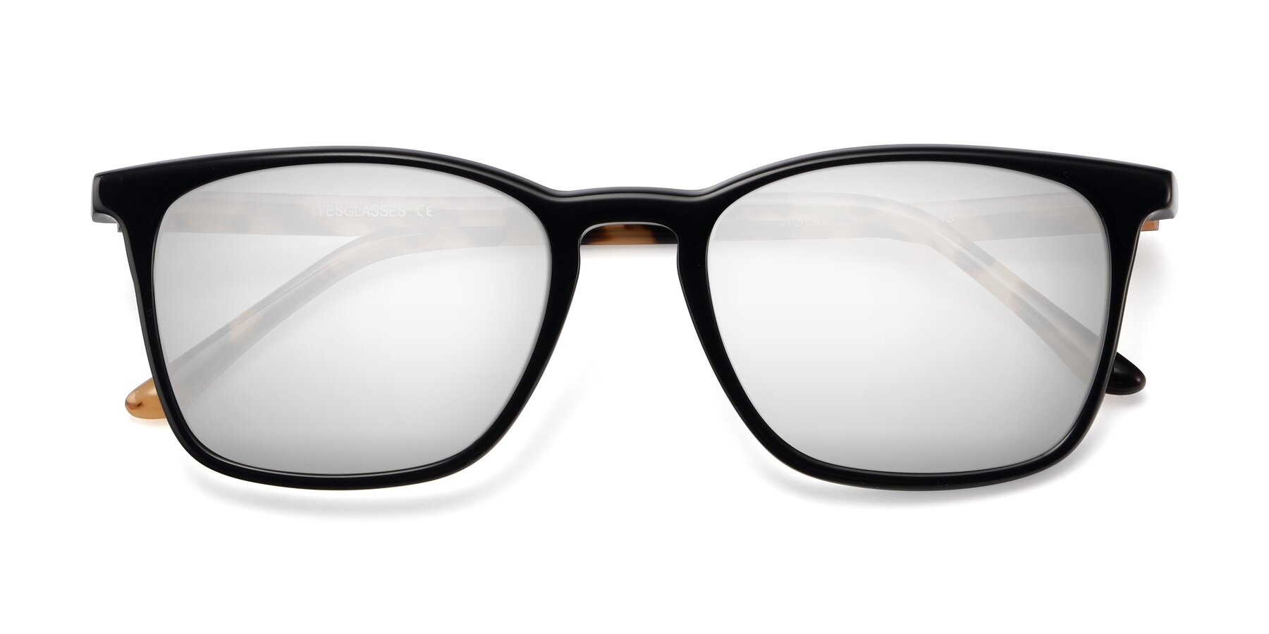 Folded Front of Vigor in Black-Tortoise with Silver Mirrored Lenses