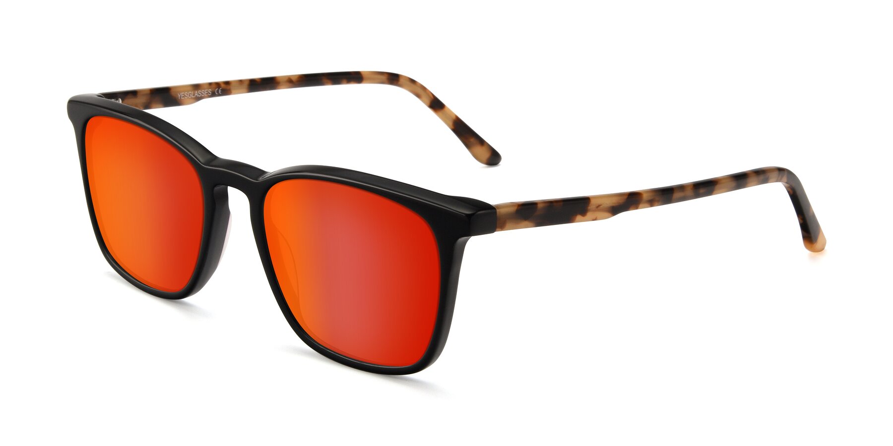 Angle of Vigor in Black-Tortoise with Red Gold Mirrored Lenses