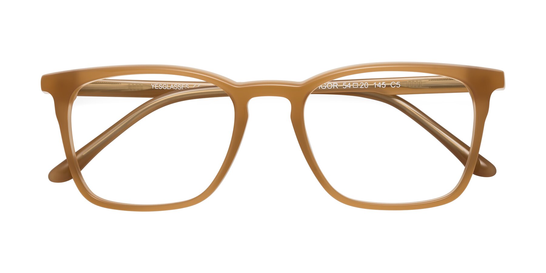 Folded Front of Vigor in Caramel with Clear Blue Light Blocking Lenses