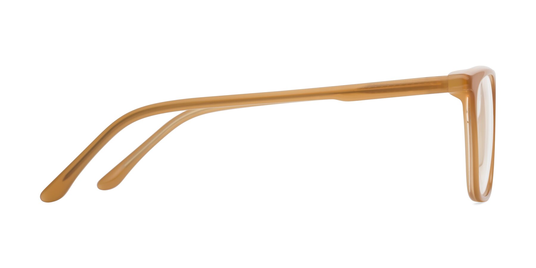 Side of Vigor in Caramel with Clear Reading Eyeglass Lenses