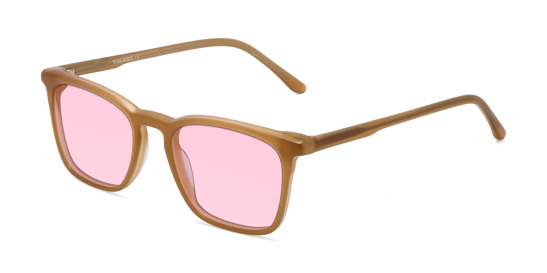 Angle of Vigor in Caramel with Light Pink Tinted Lenses